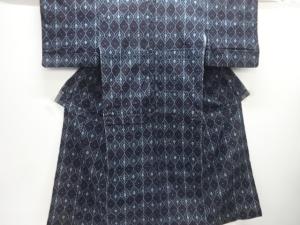 アンティーク　木綿本場久留米絣　花菱模様着物